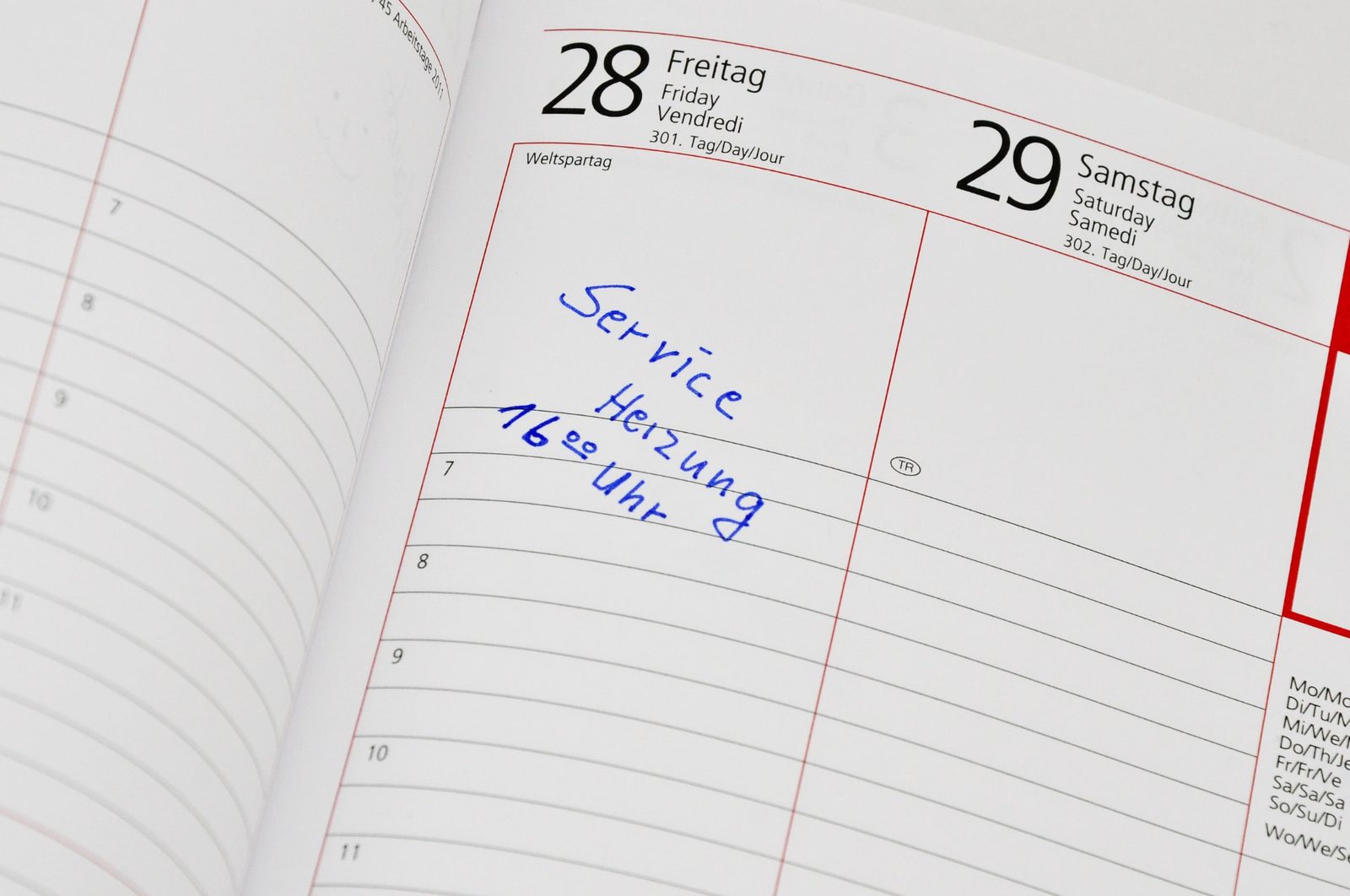 Terminkalender für Wartungs- und Pflegetermine im Facility Management